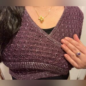 Wrap Knit Ballet Crop Sweater Top Pink Barbie Purple Sheer Blouse Kawaii Pastel